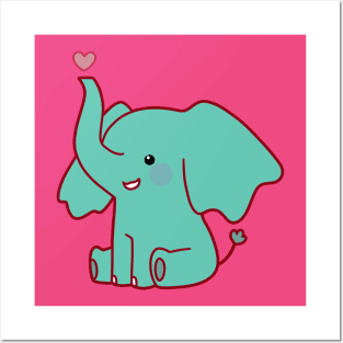 Heart Elephant Posters and Art